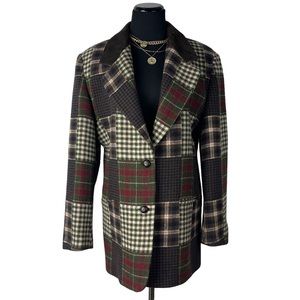 Sold🥀 Vintage Plaid Patchwork Blazer Laura Jefferies Brown Academia Size Large